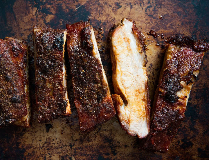 Organic Pastured pork ribs, US style, honey & 5 spice app 1.0 kg