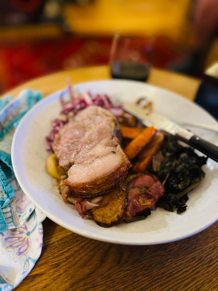 Pastured pork neck, boned roast