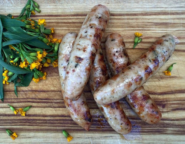 Organic chicken & garlic chive sausage